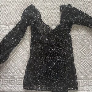 For Love And Lemons Black Sequin mini dress
